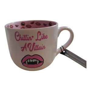 Chillin Like A Villain Mug Vampire Lips Coffee Cup‎ Pink Horror Halloween